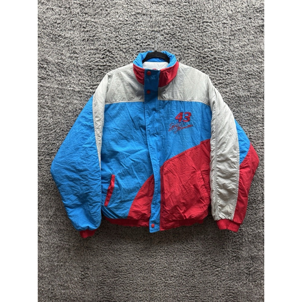 Vintage 80's Nascar Quilted Puffer Jacket Bobby Hamilton in‎ Multicolor Size L